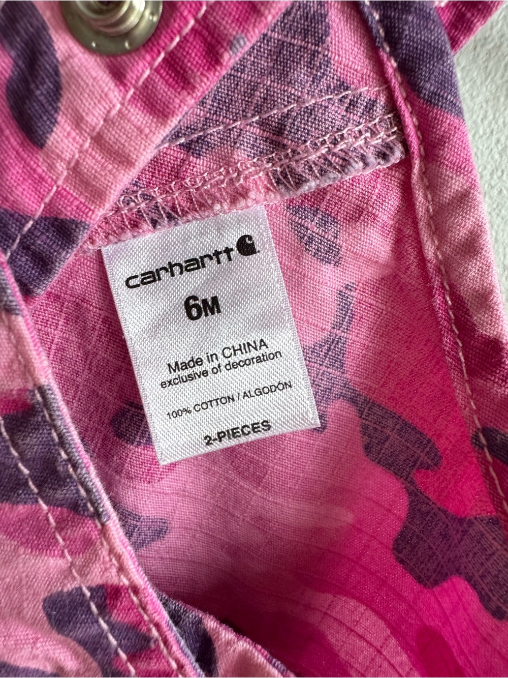 Carhartt Baby Girl Camo Overalls Infant Sz 6 Months Pink Camouflage 100% Cotton - Picture 9 of 10